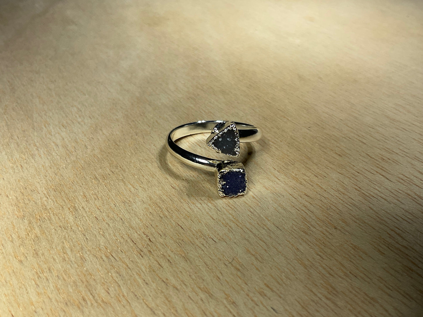 Druzy Silverplated Adjustable Ring