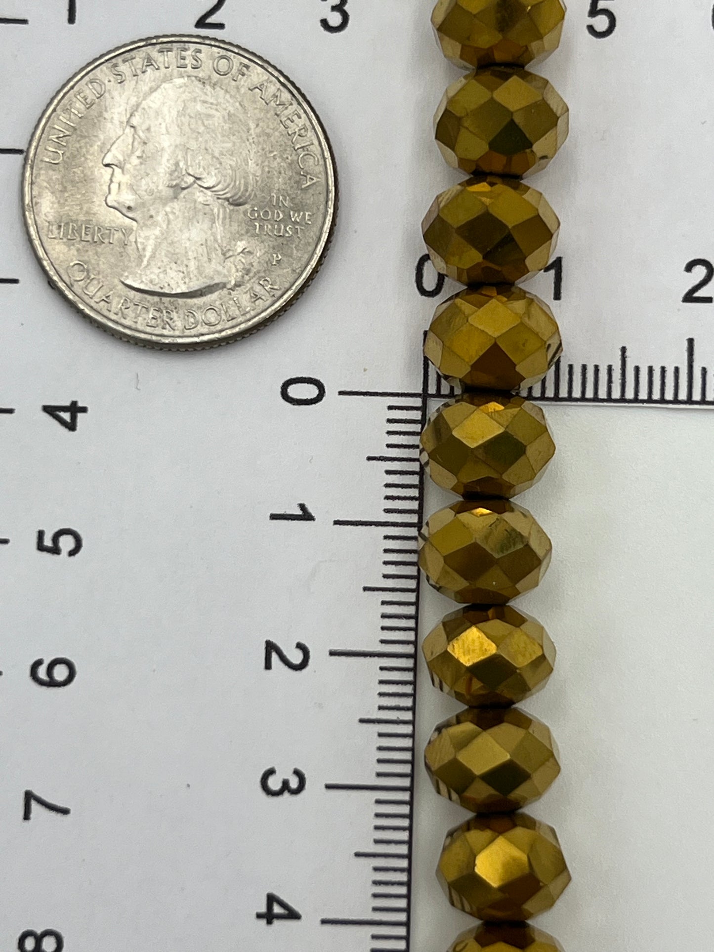 Chinese Rondell Thunder Polished Gold Finished Beads Glass 10x8mm 1 Strand (40cm)