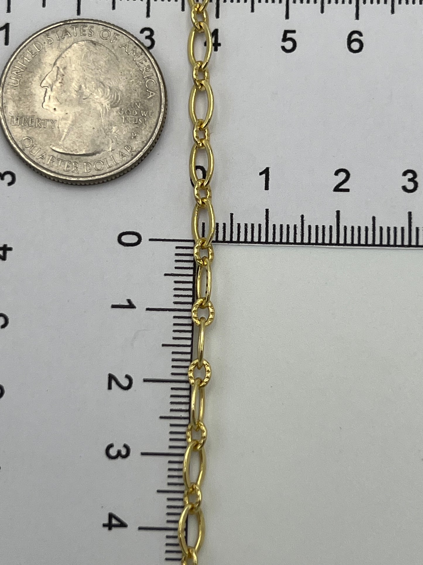 4mm Etched Gold Plated e-coat Italian Oval Chain Priced Per Foot