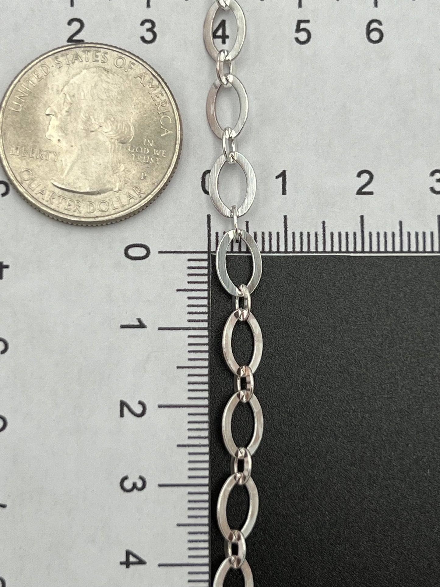 9x6mm Silver Plated Laser Oval Cut Small Chain Priced Per Foot