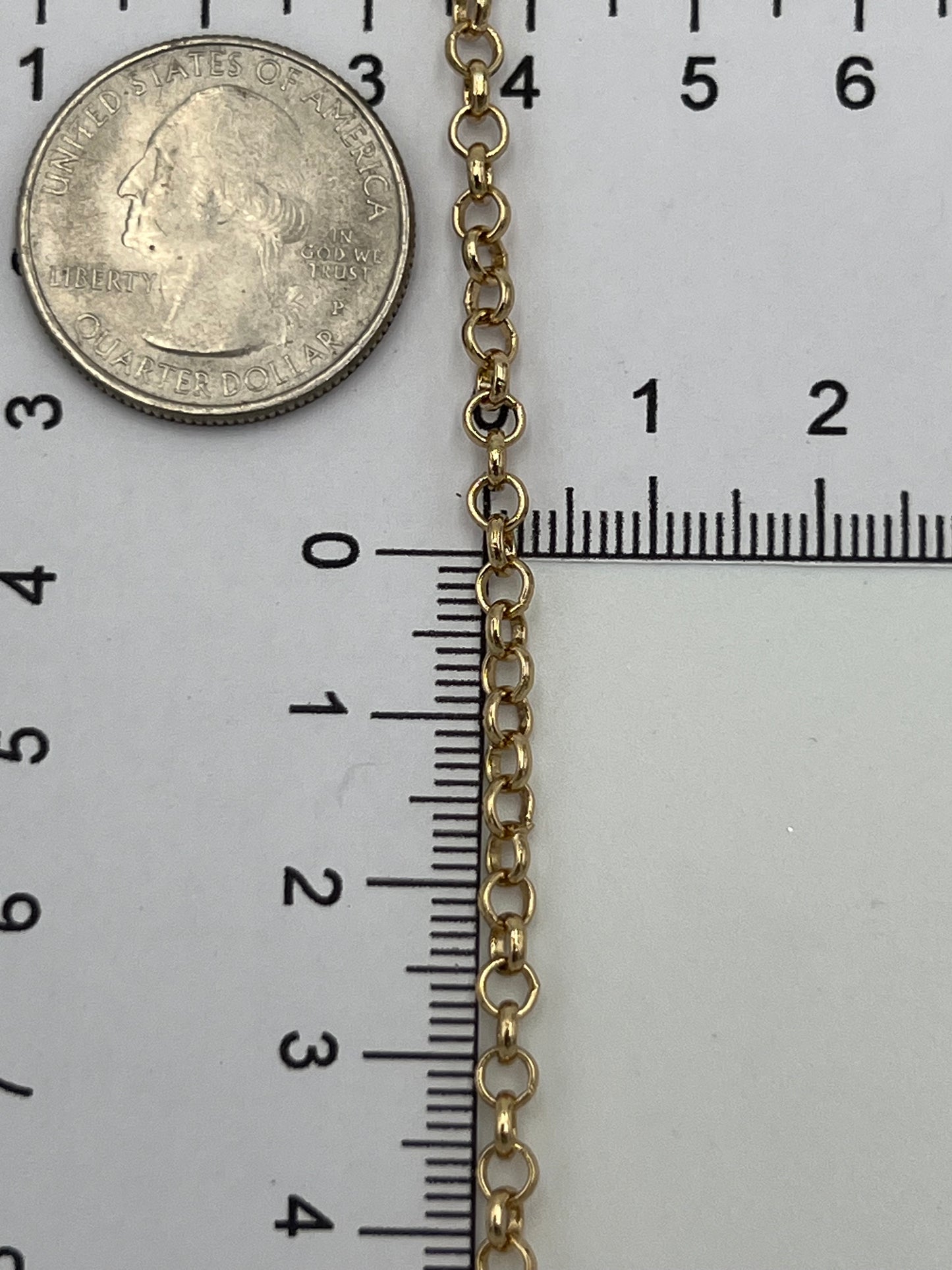 4mm Gold Plated HG1 Rolo Chain Priced Per Foot