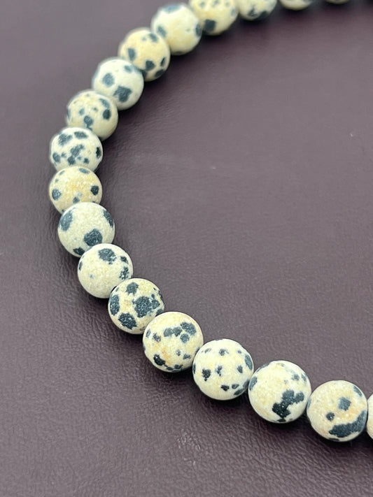 Dalmatian Jasper Matte Beads 8mm 1 Strand (40cm)