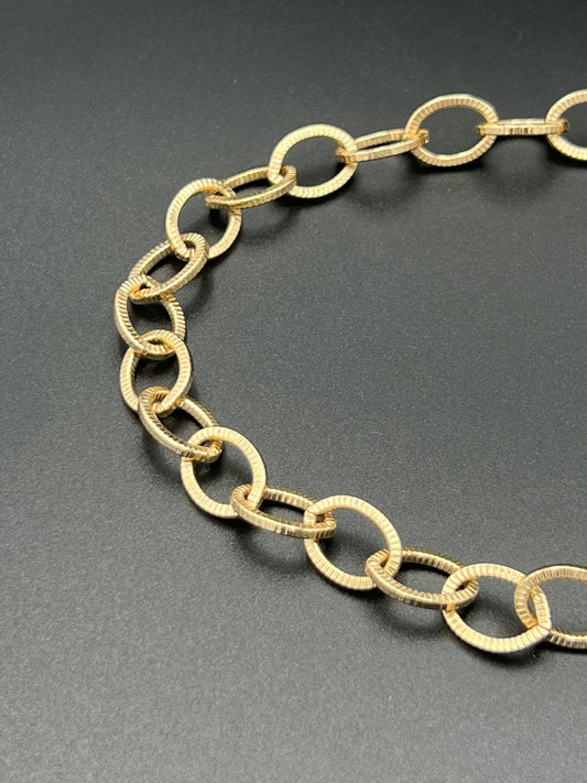 15x11mm Gold Plated Grooved Oval Thick Chain Priced Per Foot