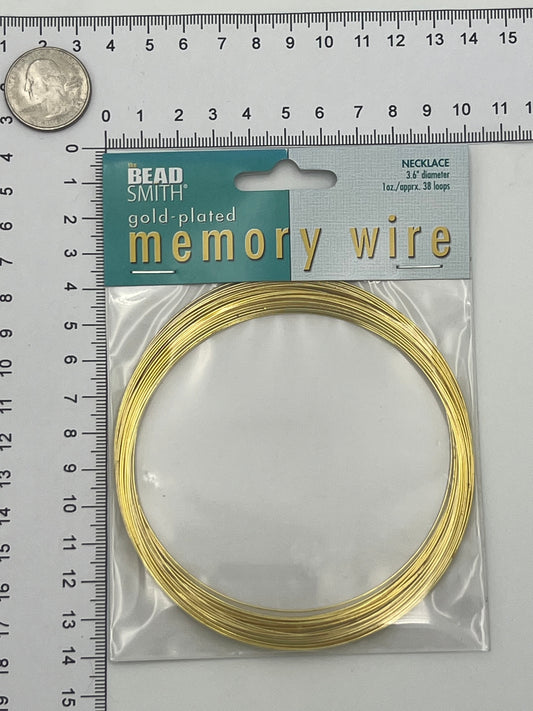 Gold Plated Memory Wire 3.6” Diameter Approx. 38 Loops