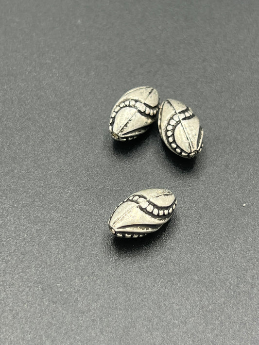 8x13mm Antique Silver Plated Beaded Swirl Melon Metalized Bead 12 Pack