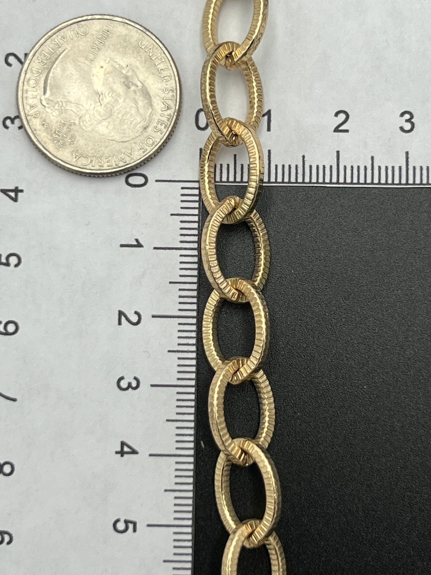 15x11mm Gold Plated Grooved Oval Thick Chain Priced Per Foot