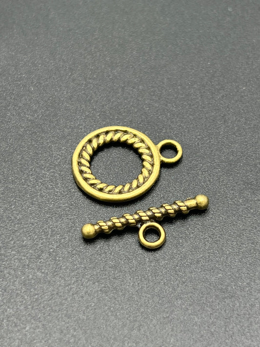 22mm Antique Brass Rope Wrap with Rope Toggle Clasp 12 Pack