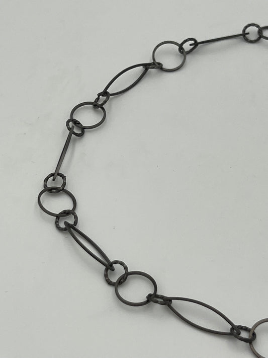 14mm Matte Black Plated Marquise Oval and Round Chain Priced Per Foot