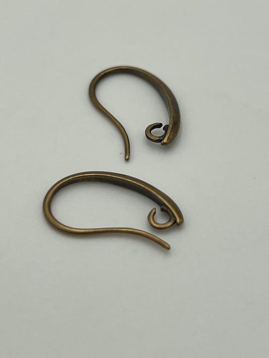 19x11mm Antique Brass Earwire, 2mm Open Ring 36 Pack