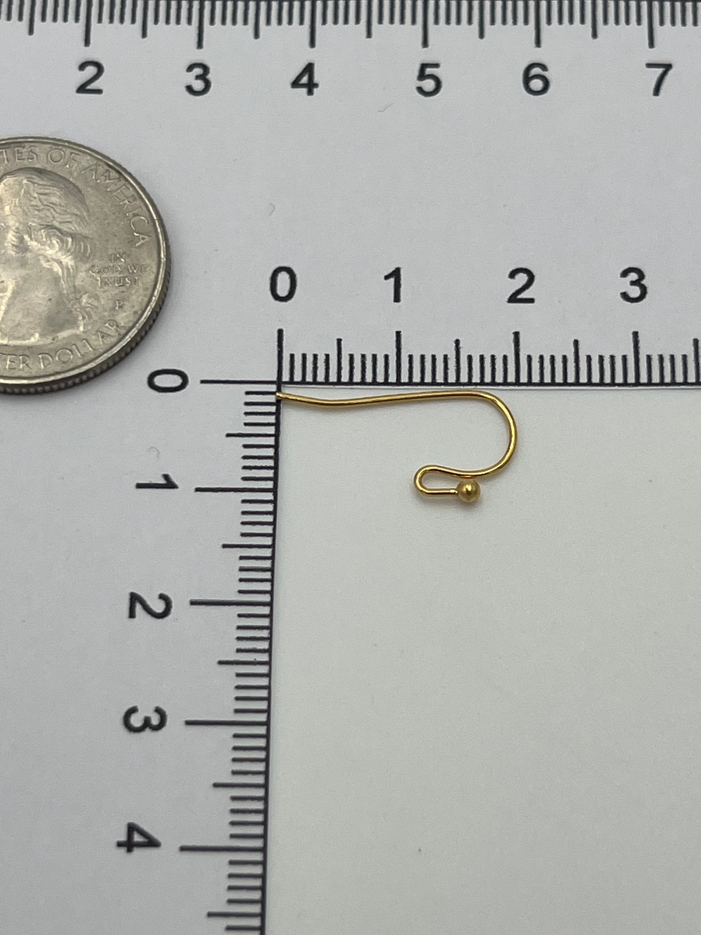 27mm Goldplated Hook Earwire with 2mm Ball 144 Pack