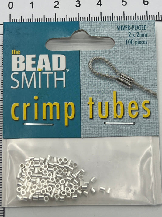 2x2mm Silver Plated Crimp Tube 100 Pack