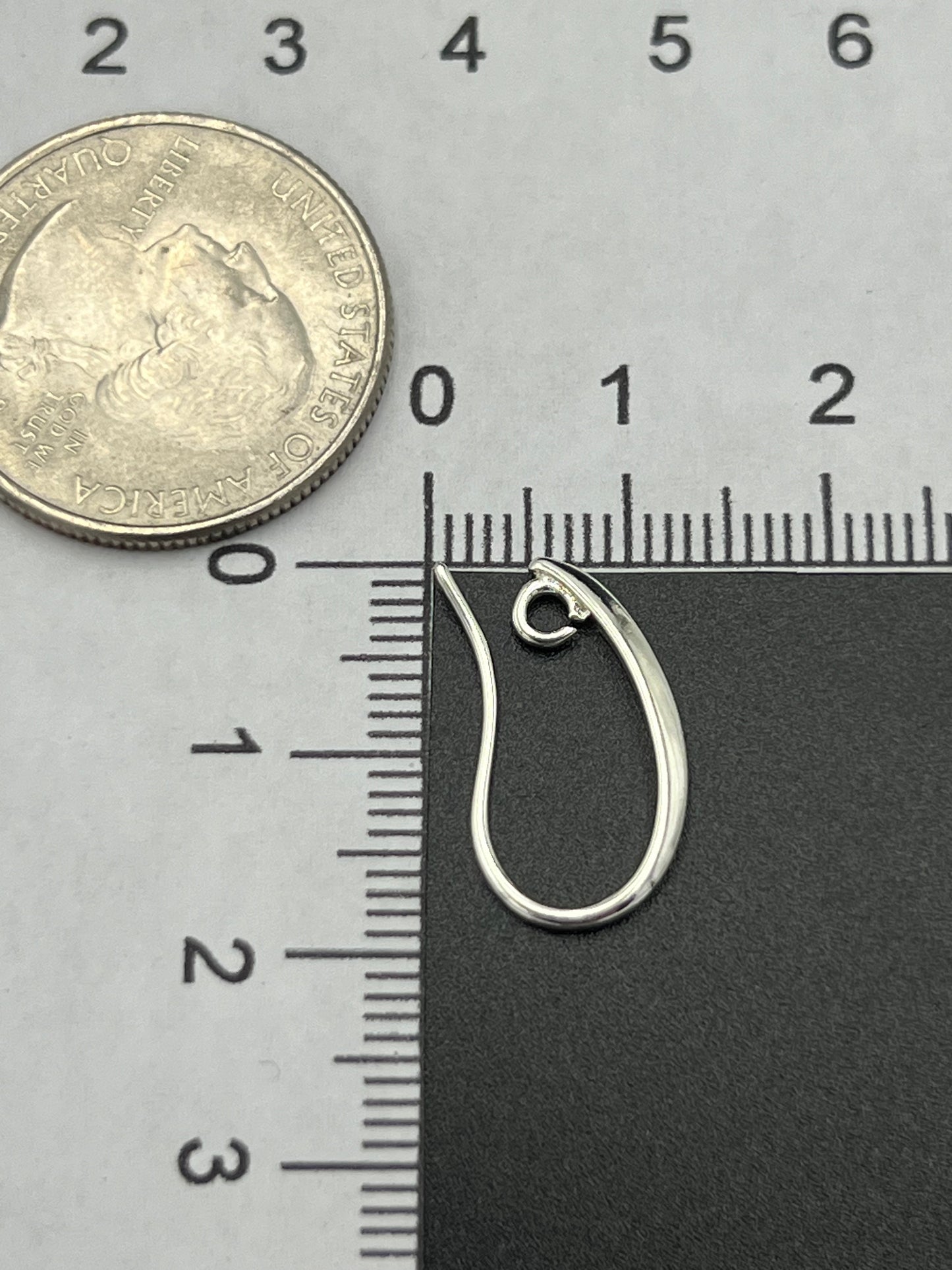 19x11mm Silver Plated Earwire with 2mm Open Ring 36 Pack