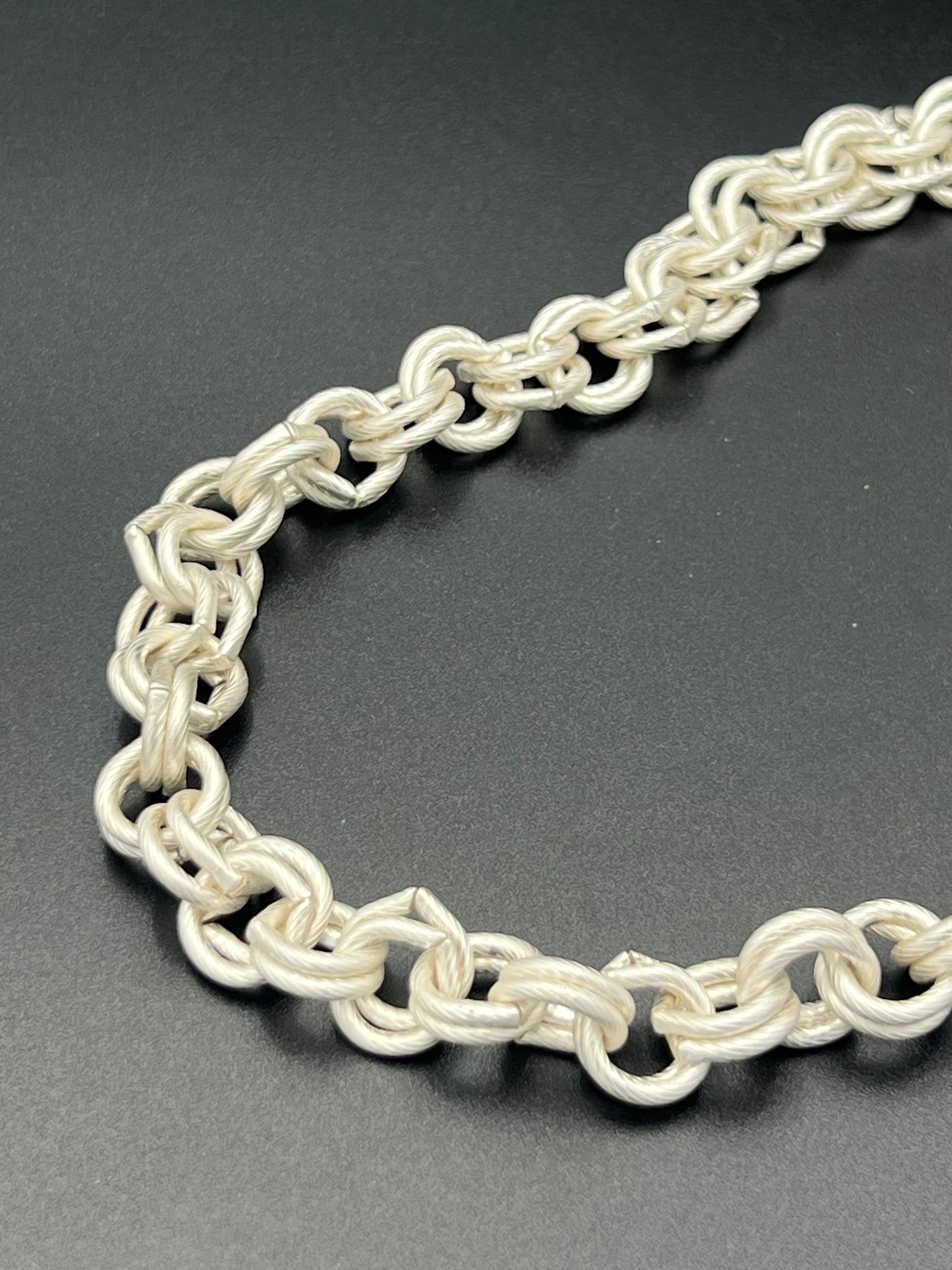 11mm Matte Silver Double Round Link Rope Style Chain Priced Per Foot