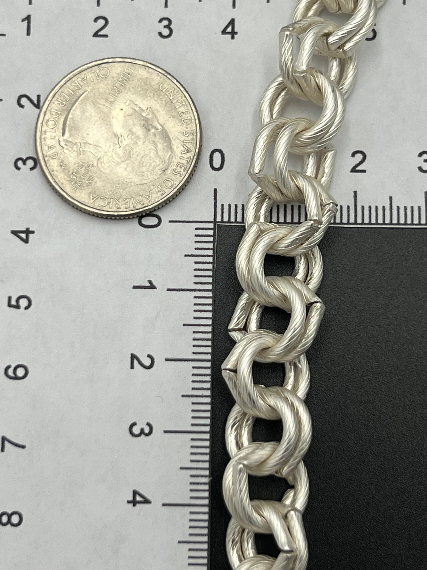 11mm Matte Silver Double Round Link Rope Style Chain Priced Per Foot