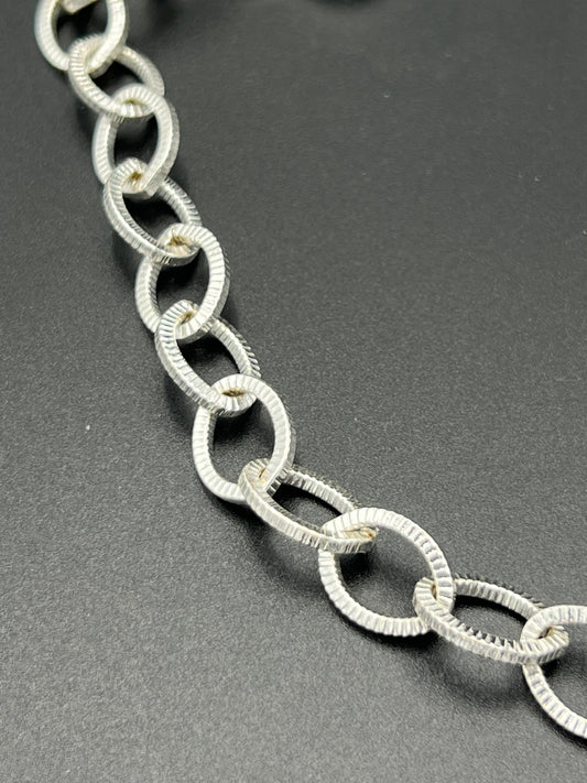 15x11mm Silver Plated Grooved Oval Thick Chain Priced Per Foot