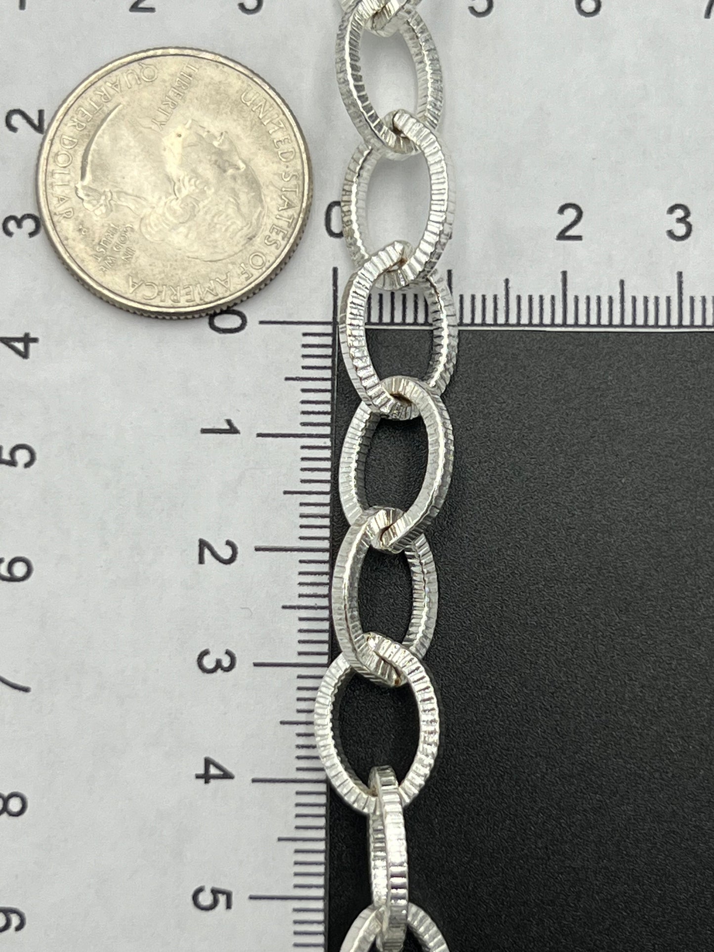 15x11mm Silver Plated Grooved Oval Thick Chain Priced Per Foot