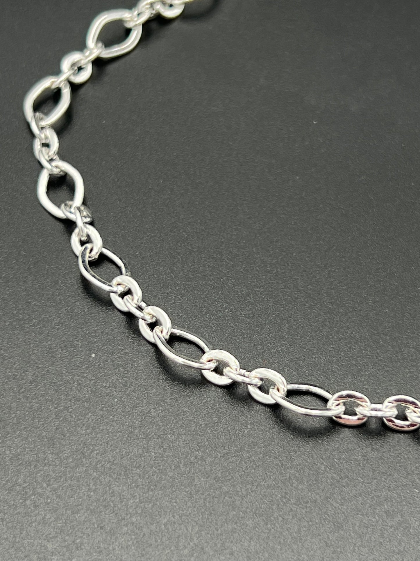 6mm Silver Plated Oval and Small 3 Link Chain Priced Per Foot