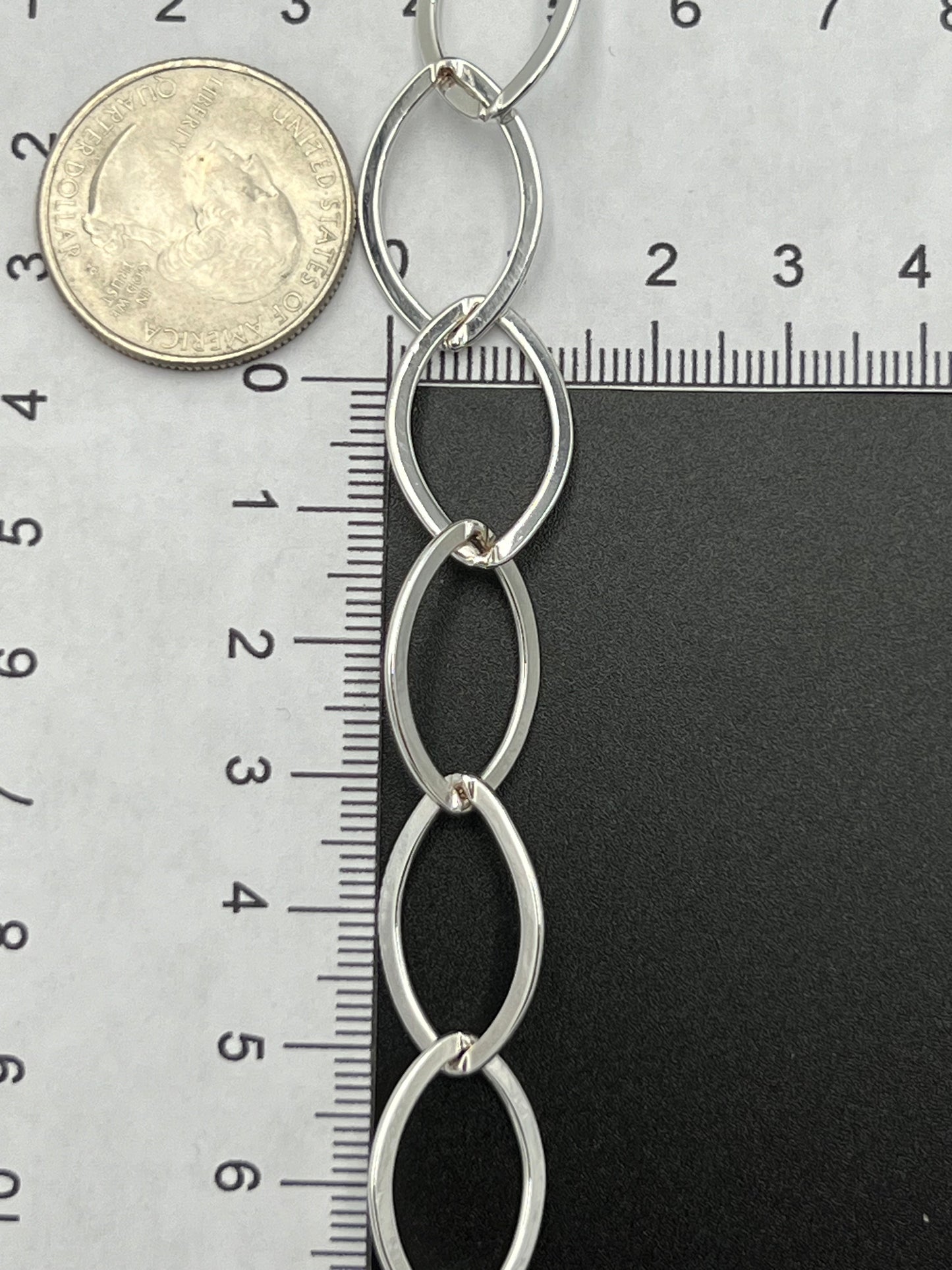 12x20mm Silver Plated Thin Plain Oval Link Chain Priced Per Foot