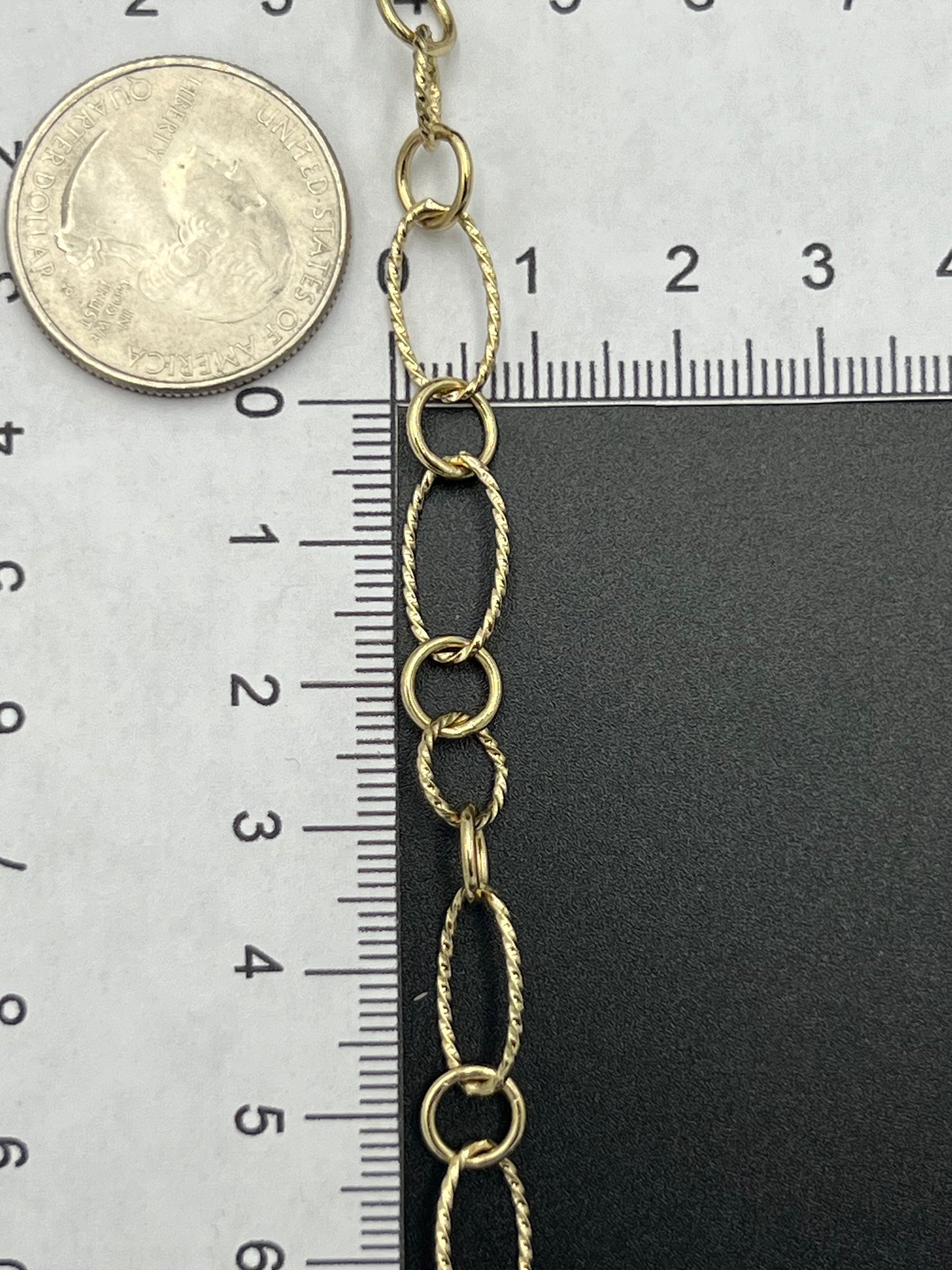 9mm Gold Plated Oval Twist Link Chain HG3 Priced Per Foot