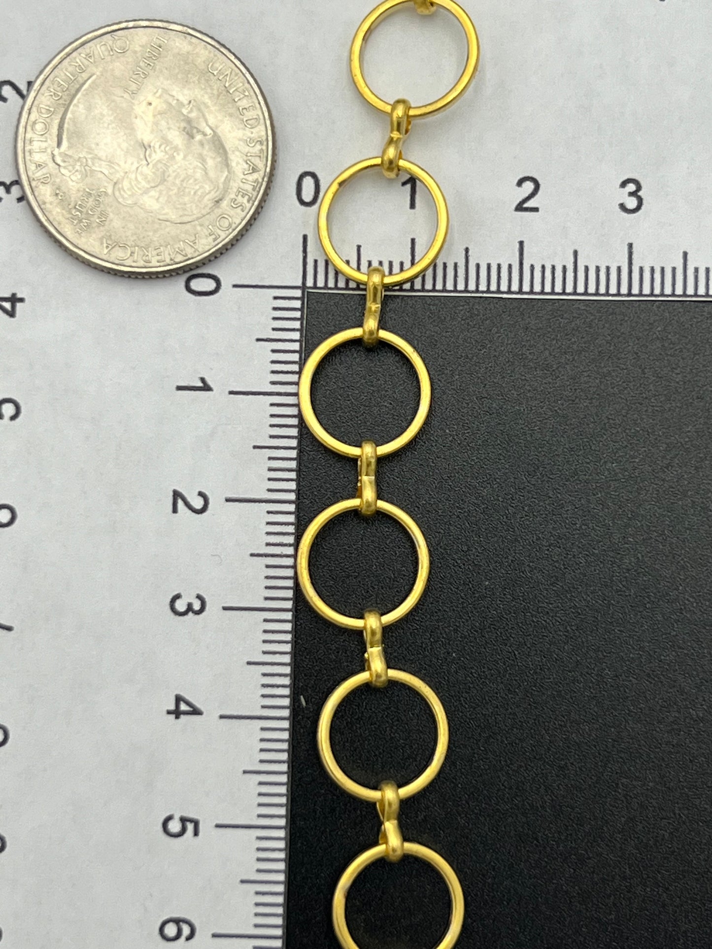 12mm Matte Gold Plated Round Link Chain HGM Priced Per Foot