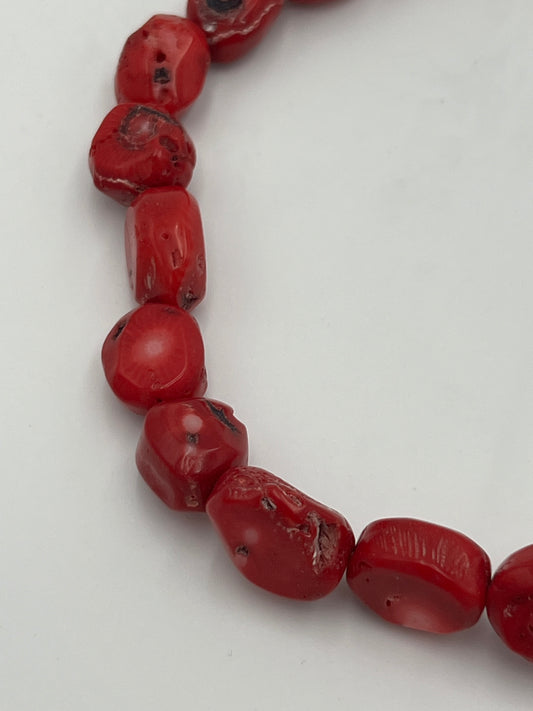 Red Dyed Baboo Coral Oval Nuggets 1 Strand (40cm)
