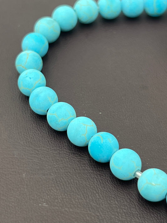 Magnesite Beads 8mm Large Hole Turquoise Color 1 Strand (20cm)