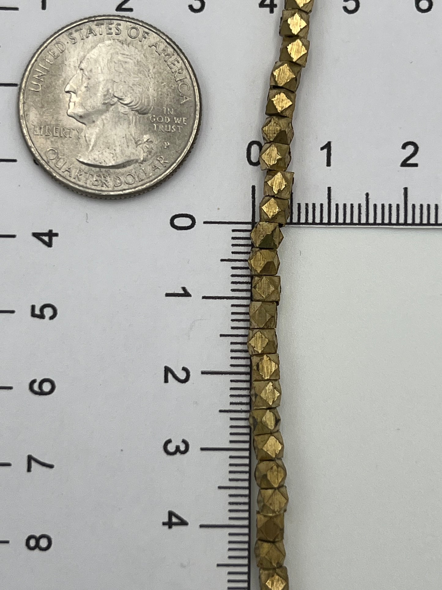 Diamond Cut Natural Brass Spacer 4mm 1 Strand (40cm)