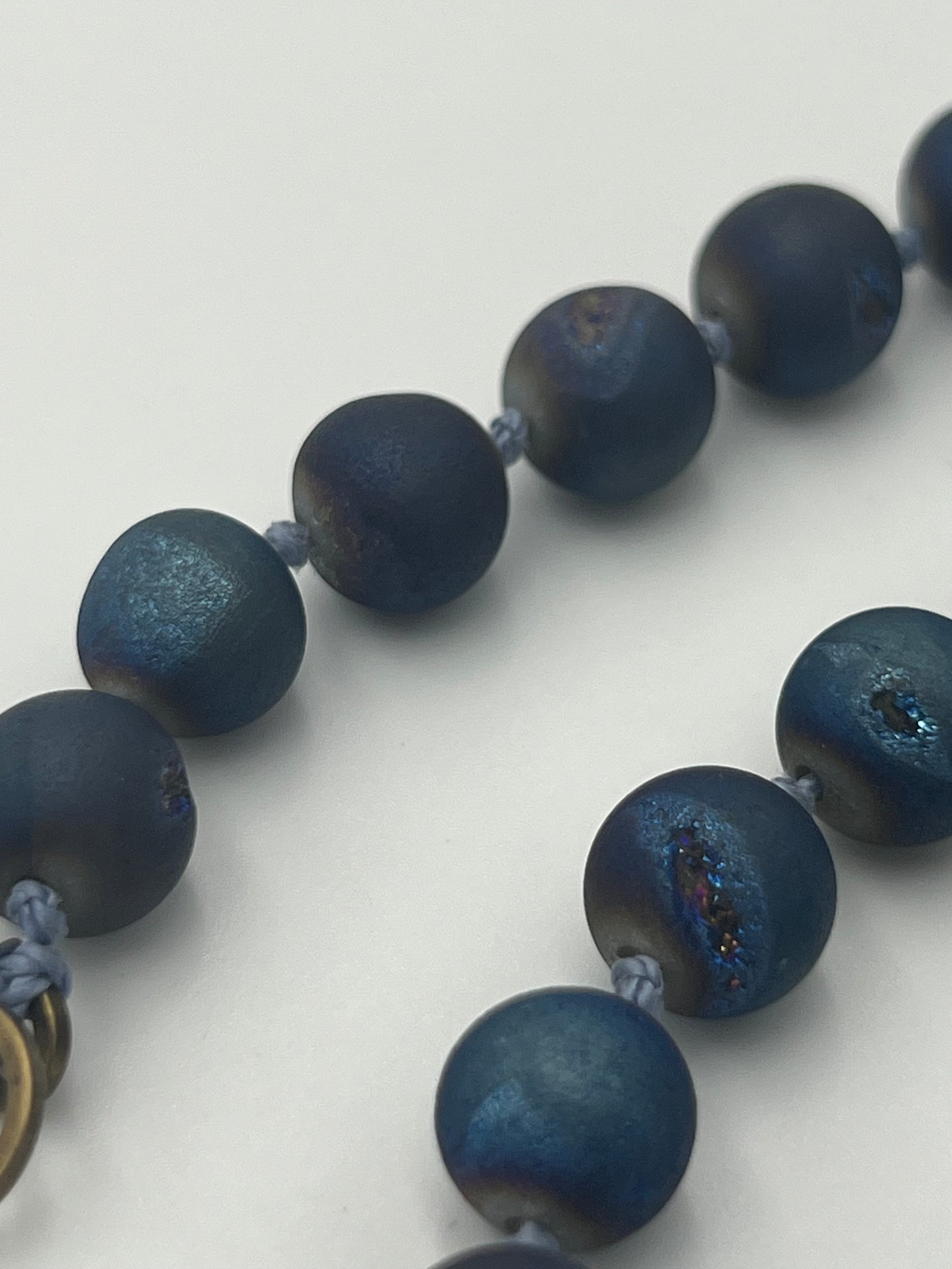 Thiyid 15mm Druzy Beads, Metallic Blue