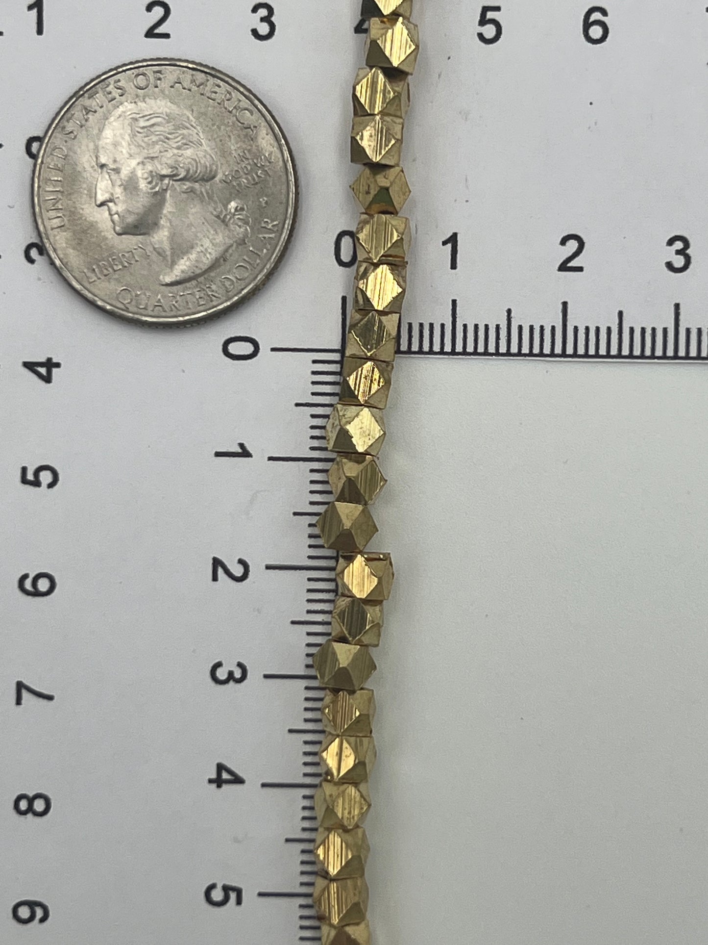 Brass 6mm Faceted Nugget Spacers 1 Strand (40cm)