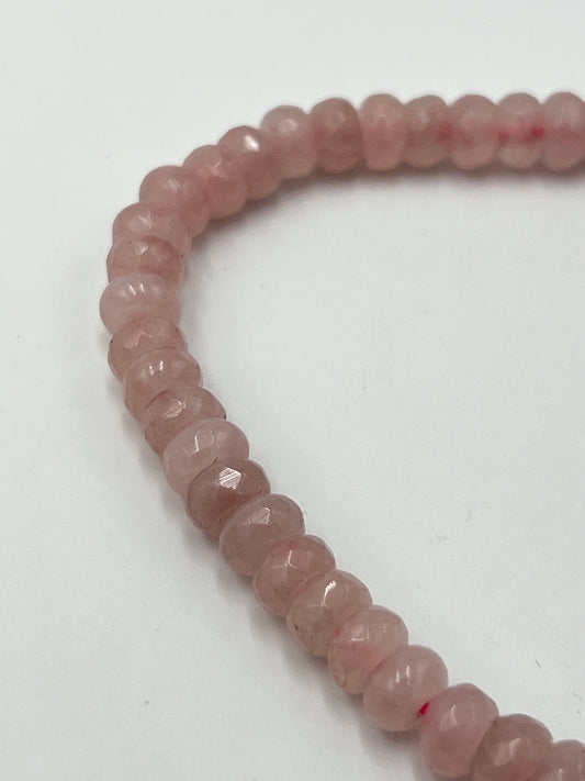 Rose Quartz 8mm Rondell Beads Faceted 1 Strand (40cm)