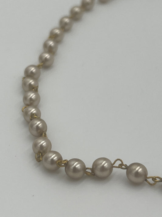 6mm Swarovski Cream Pearl Gold Plated Rosary Chain (36 Inch Finished Loop)