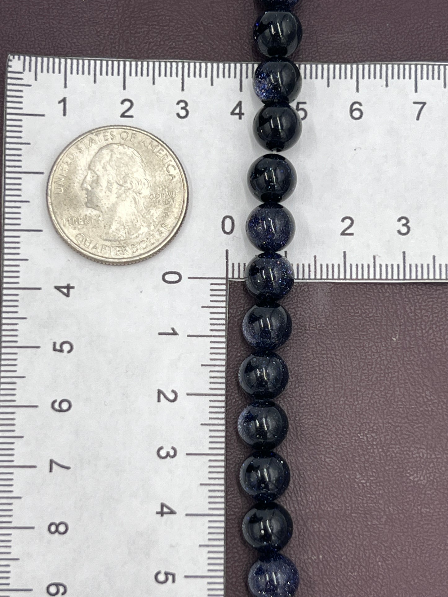 8mm Blue Goldstone Beads 1 Strand (40cm)