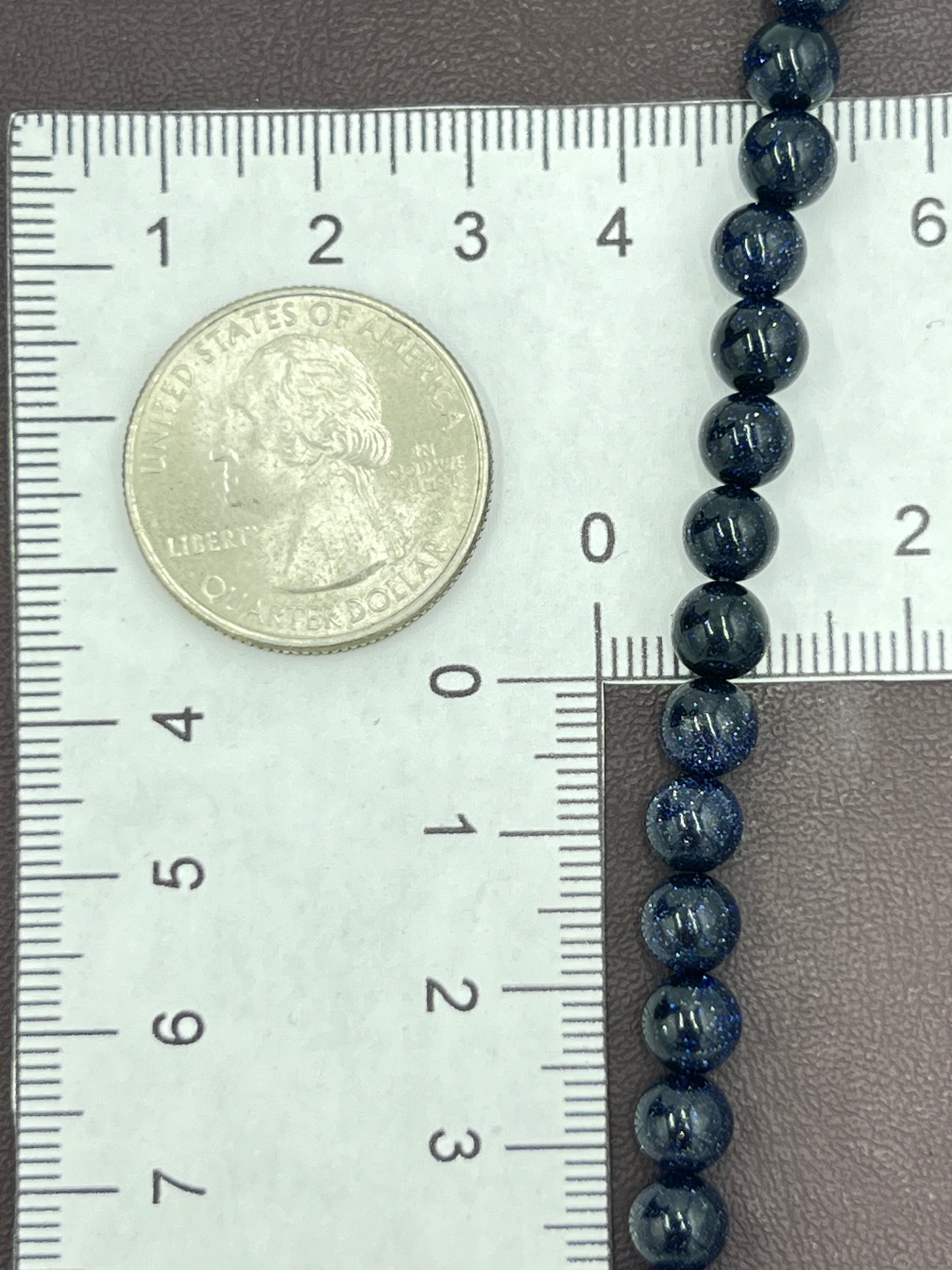 6mm Blue Goldstone Beads 1 Strand (40cm)