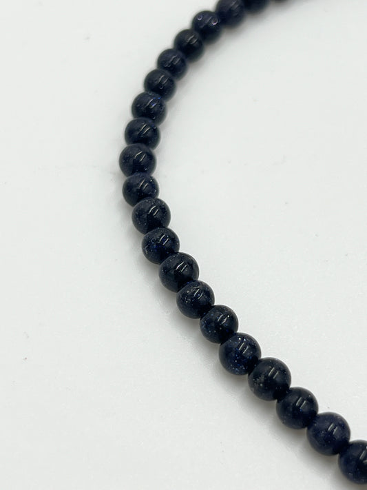 4mm Blue Goldstone Beads 1 Strand (40cm)