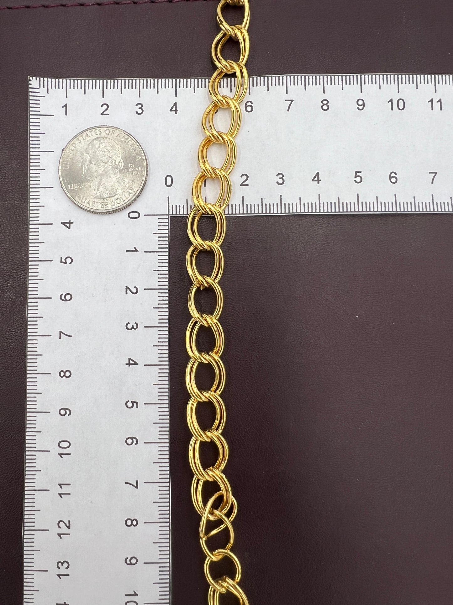 Double Loop Chain Necklace 38 Inches Gold Plated