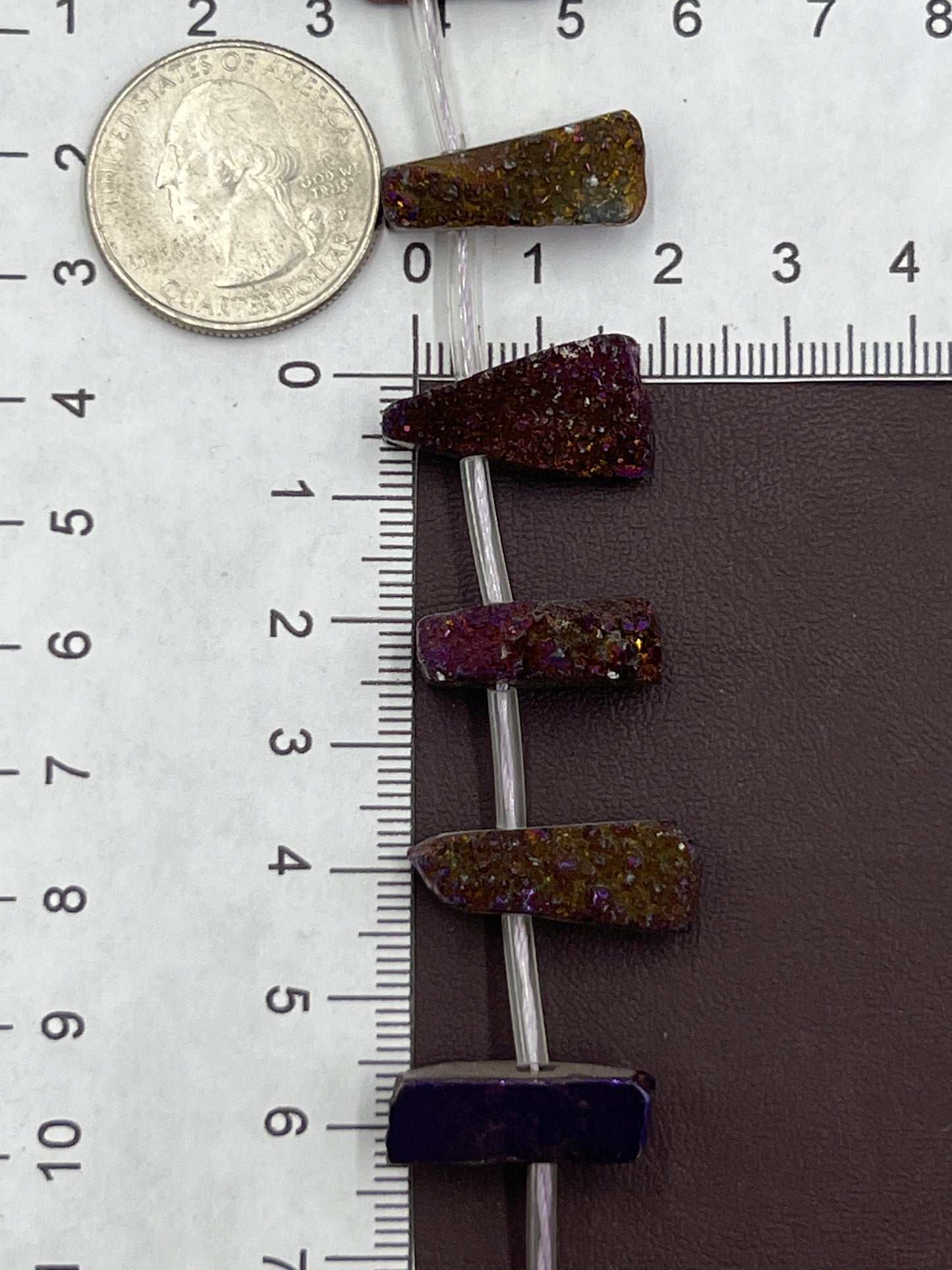 Titanium Plated Quartz Square Druzy Sticks Purple 1 Strand (40cm)