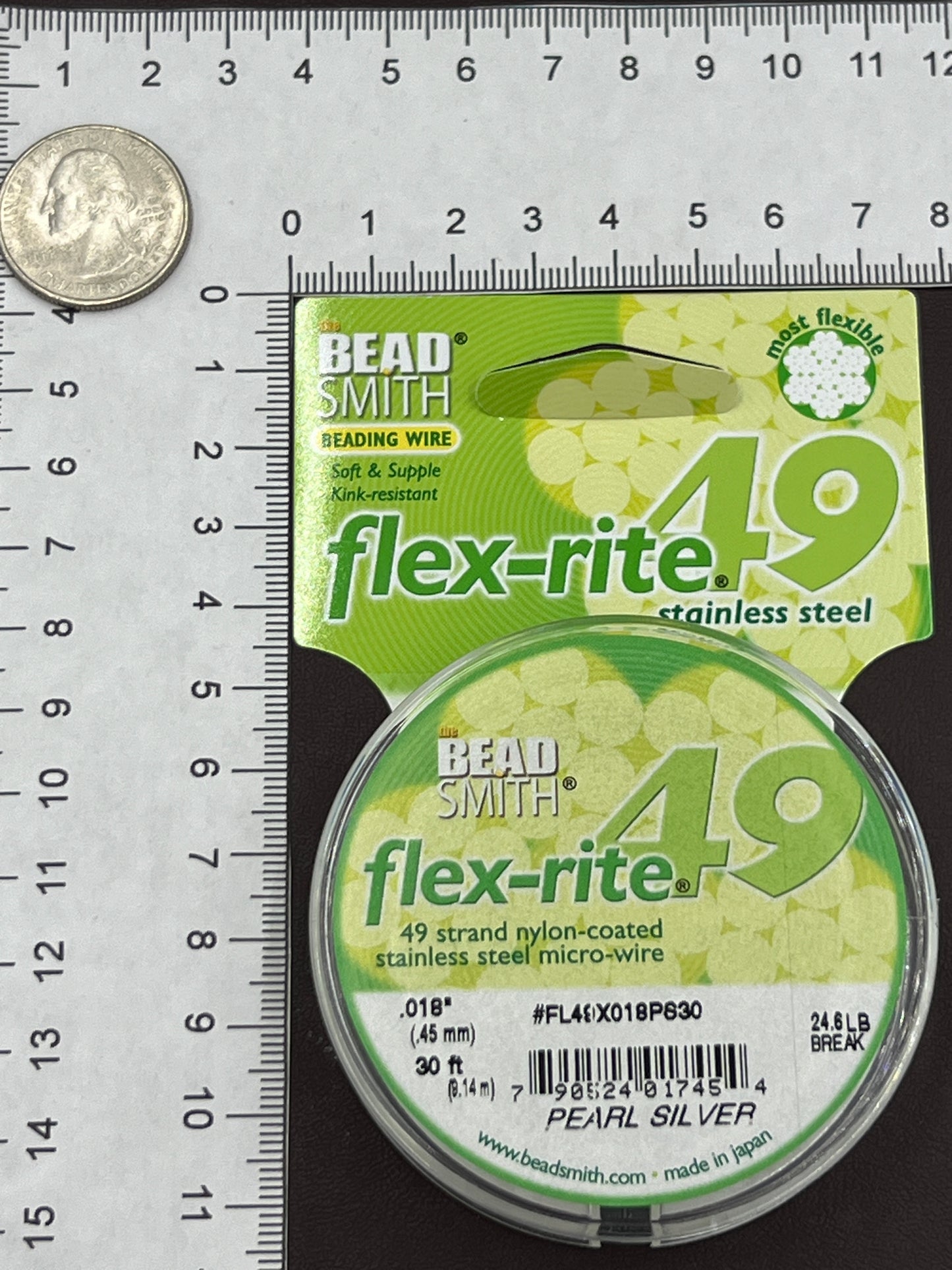 Flex-Rite .018 49 Strand Nylon Coated Micro-Wire 30ft Pearl Silver