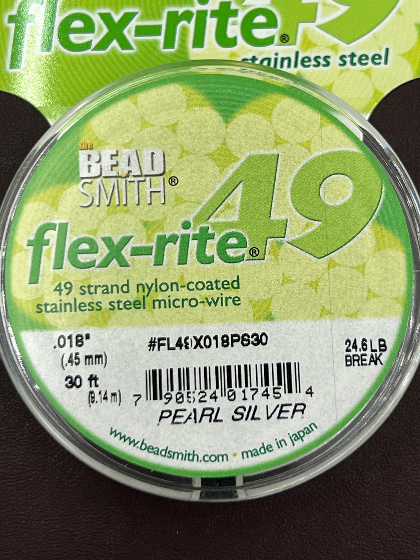 Flex-Rite .018 49 Strand Nylon Coated Micro-Wire 30ft Pearl Silver