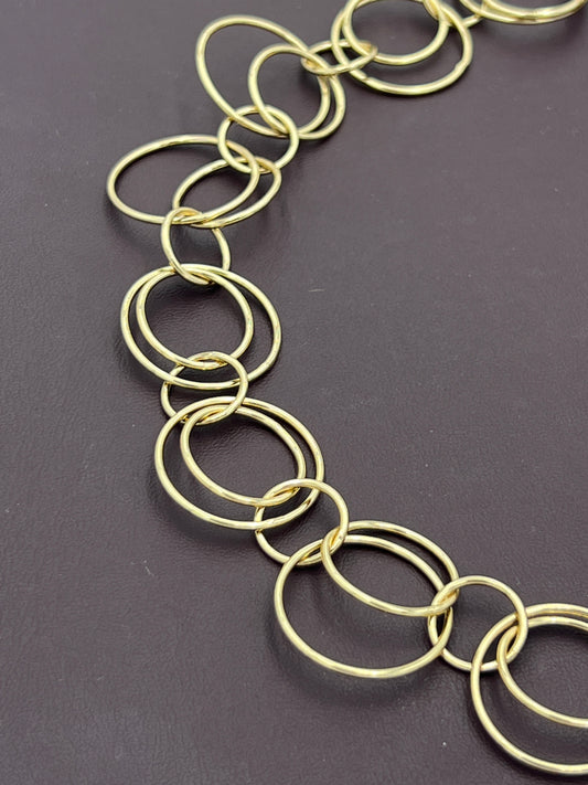 20mm 2 Ring Shiny Gold plated Chain HG3 Priced Per Foot