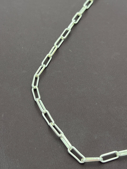 Silver Plated Small Paperclip Chain Priced Per Foot