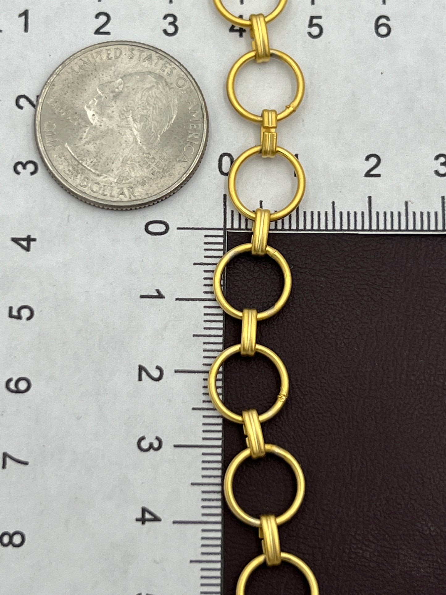 10mm Matte Gold Finish Clamp Ring Chain Priced Per Foot