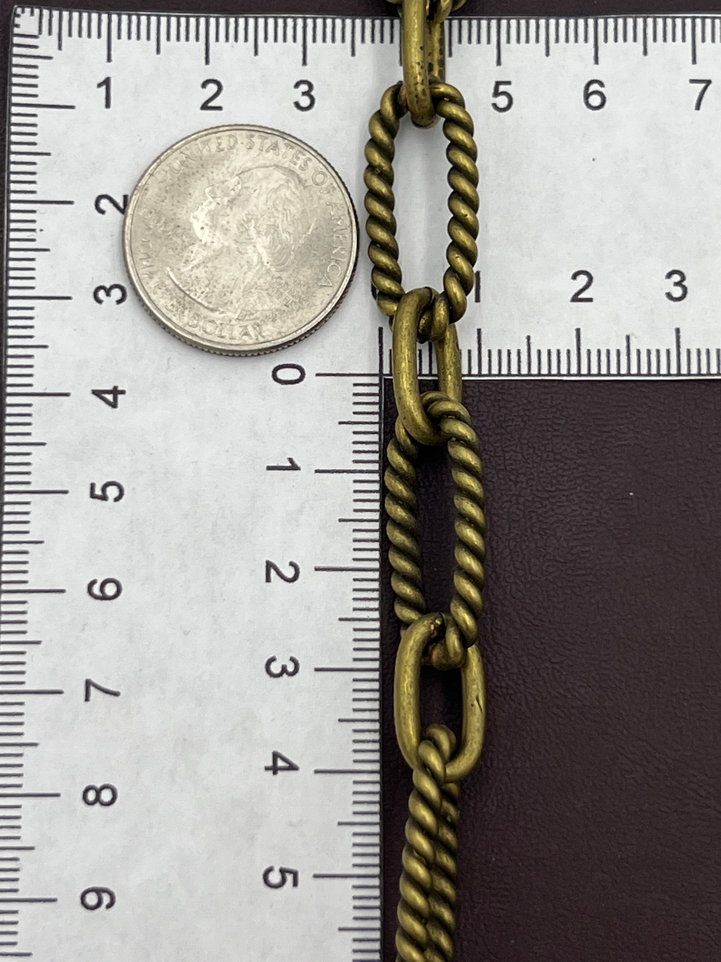 Antique Brass Plated Rope Oval Chain with Smooth Oval Priced Per Foot