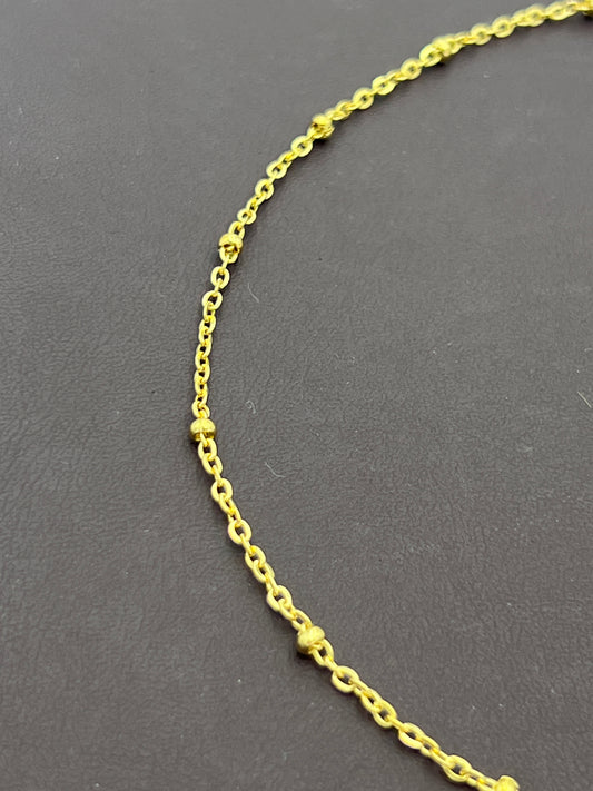 Curb Chain 2mm Bead 1” Interval Gold Plated Priced Per Foot