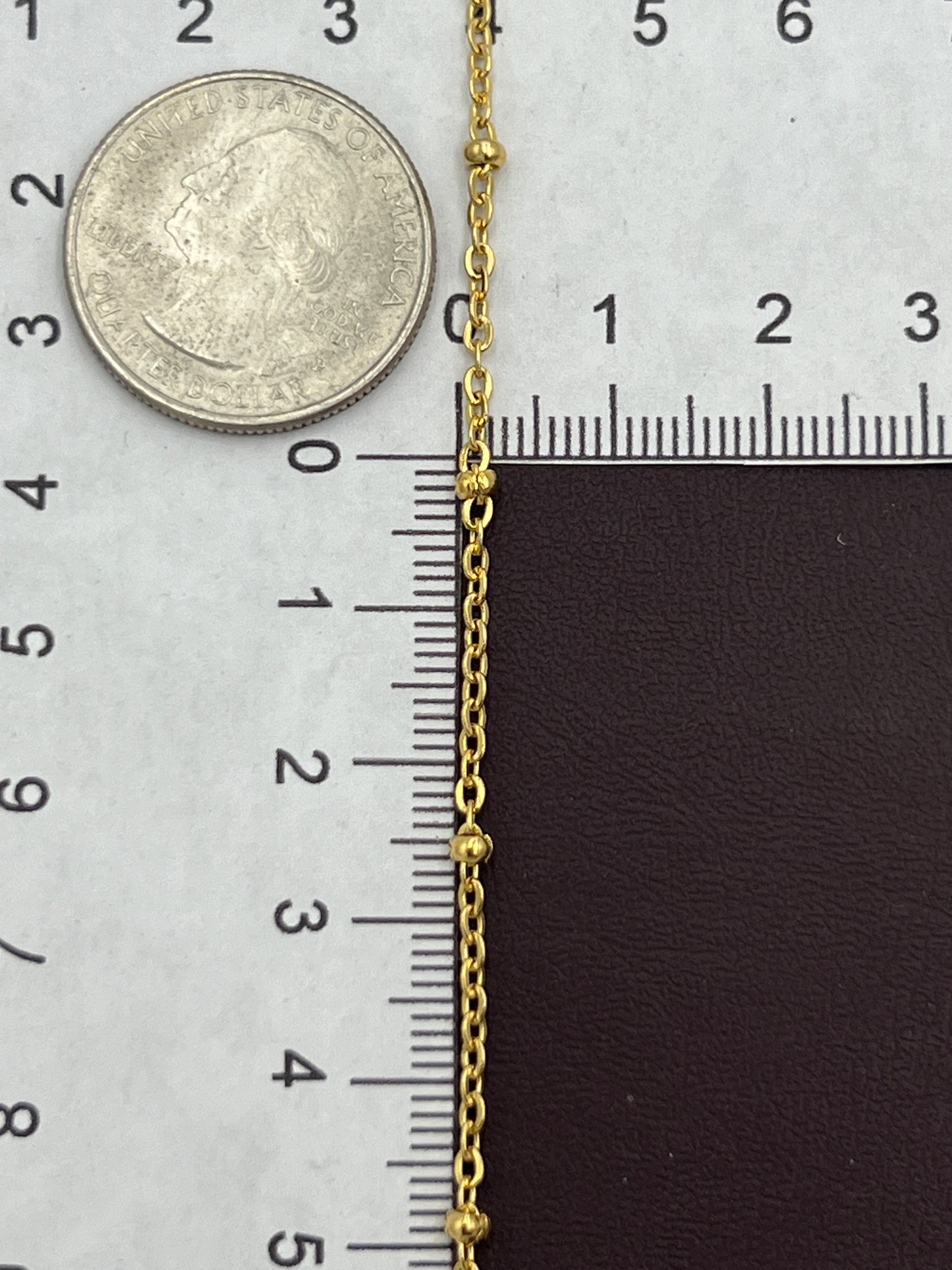 Curb Chain 2mm Bead 1” Interval Gold Plated Priced Per Foot