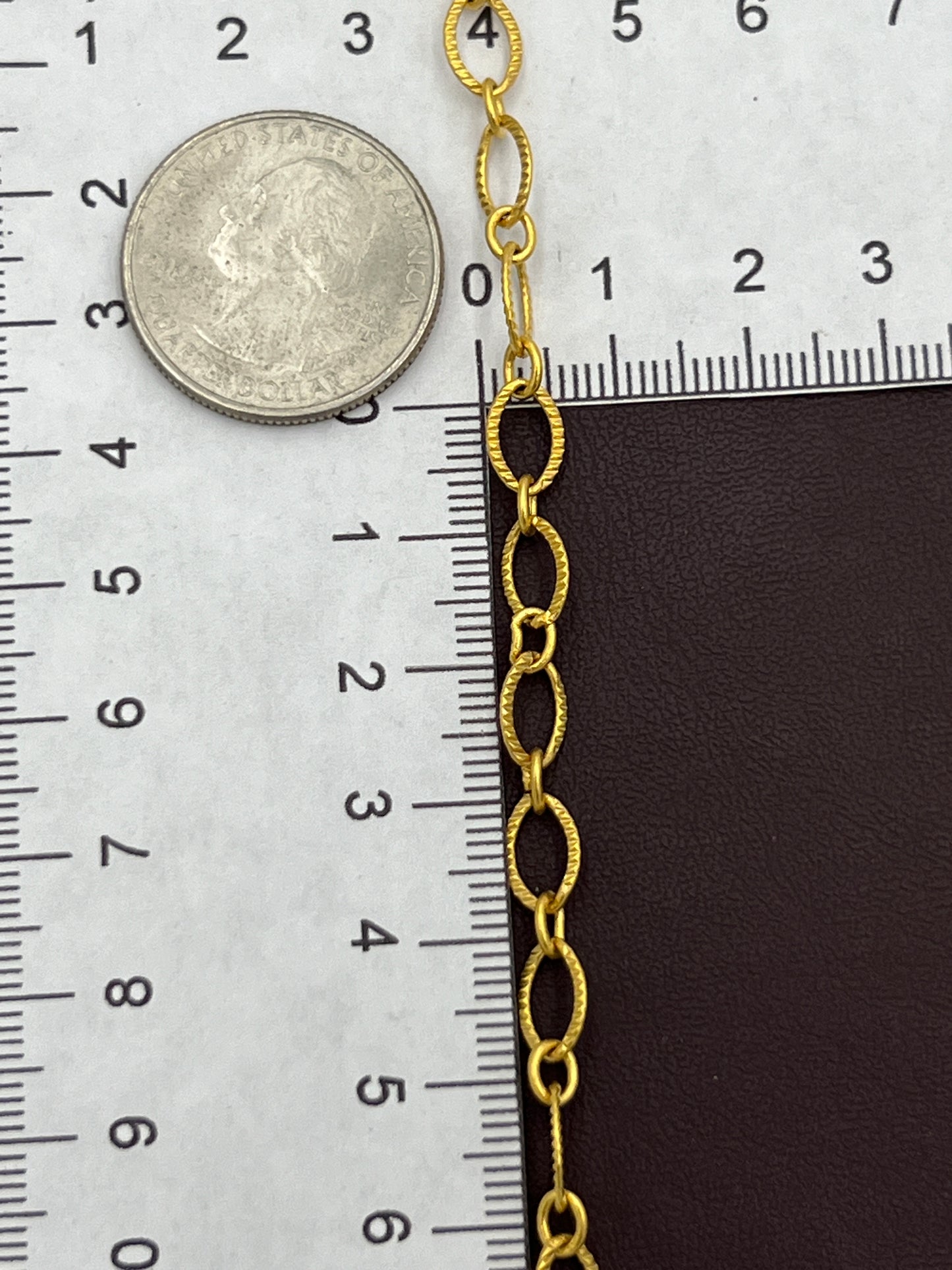 Matte Gold Plated Oval Notched Link 5x8mm Chain Priced Per Foot