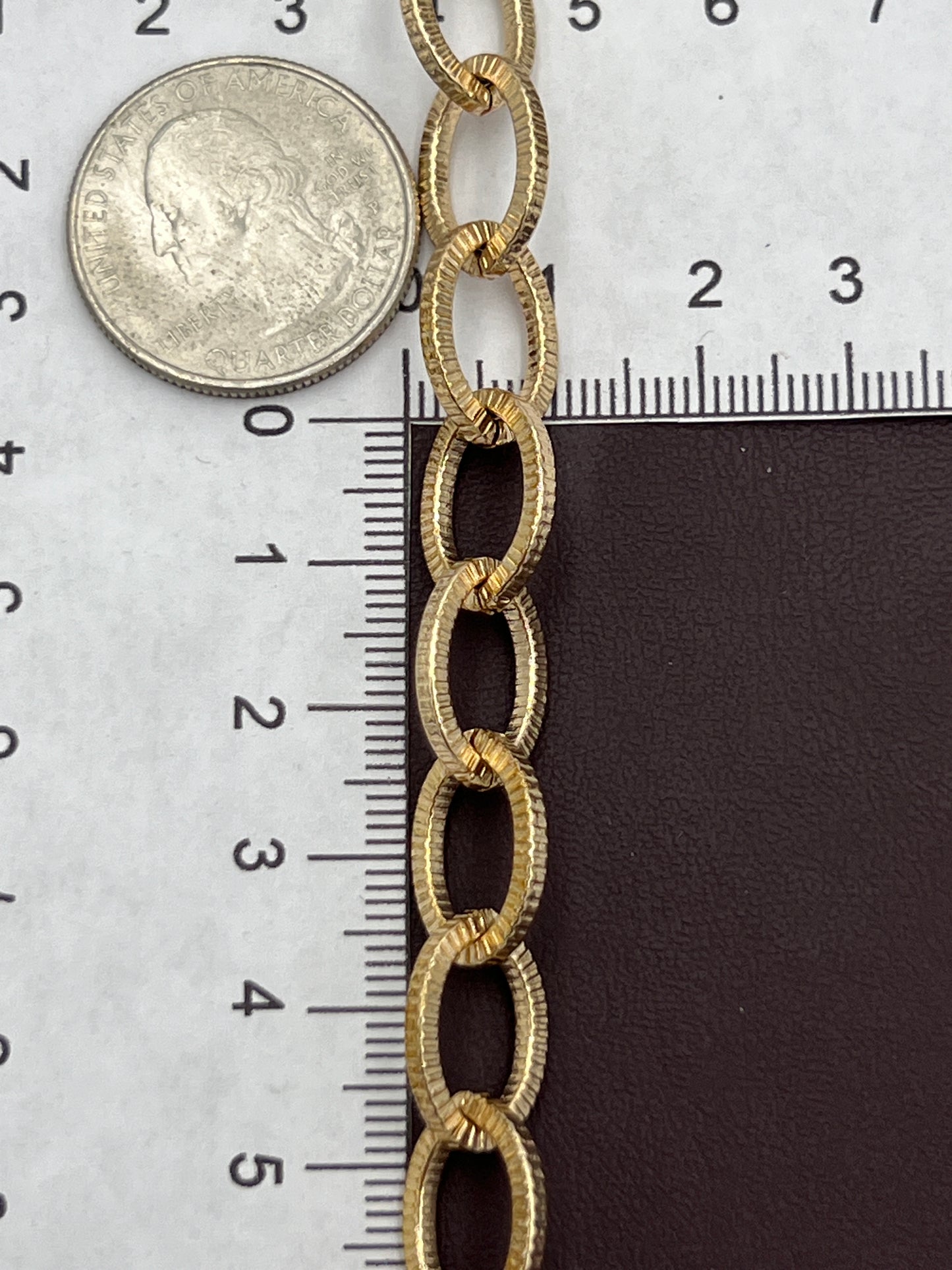 15x11 Goldplated Grooved Oval Thick Chain Priced Per Foot