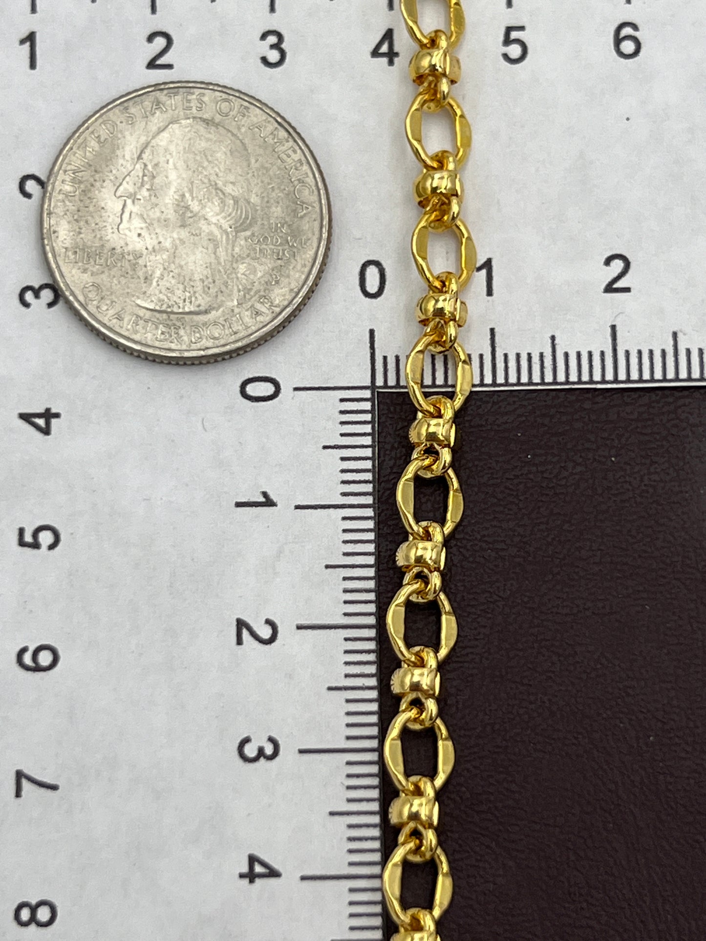 8mm Gold HG1Flat Oval Smaller Cross Chain Priced Per Foot