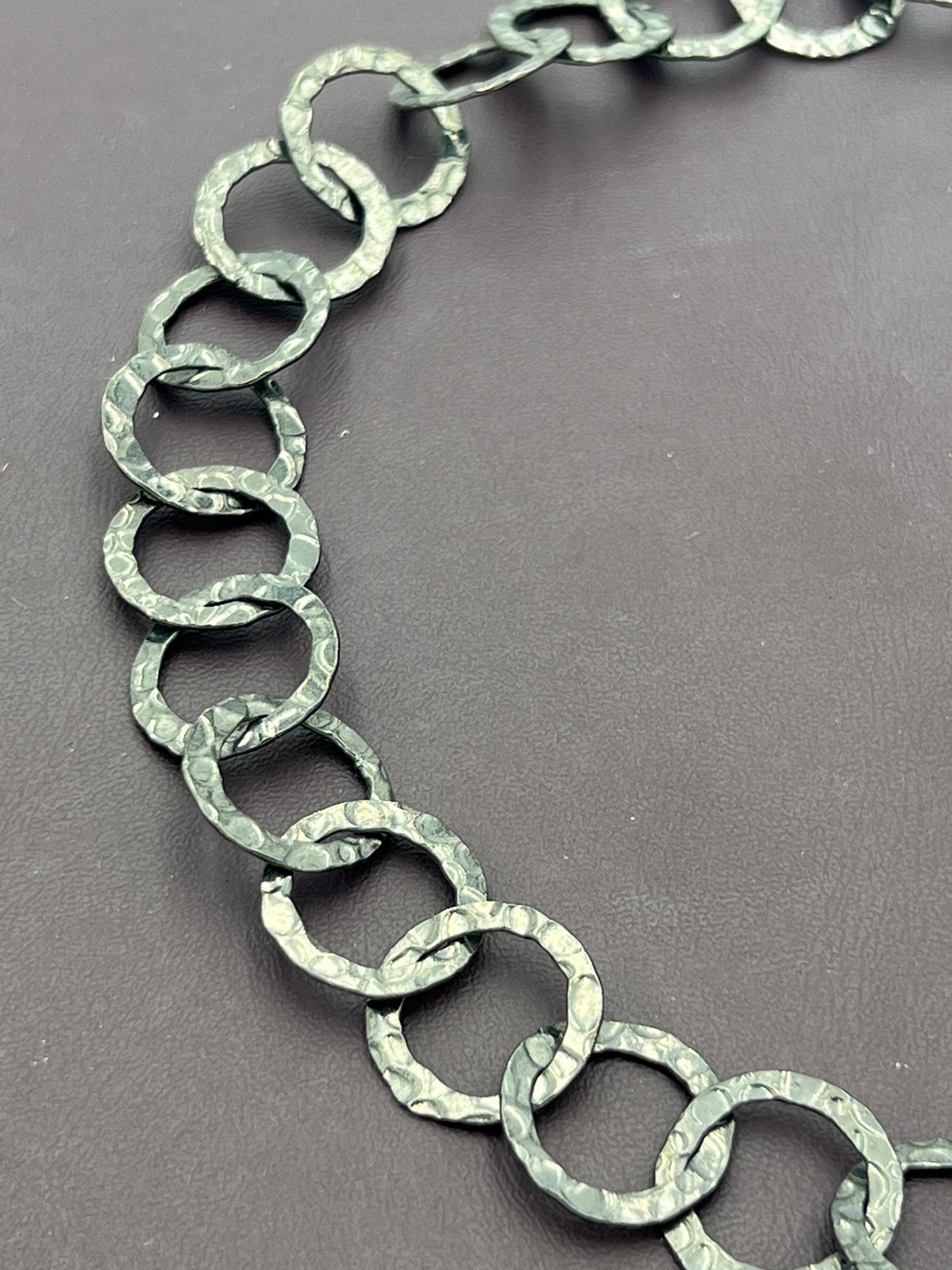 17mm Gun Metal Hammered Round Chain