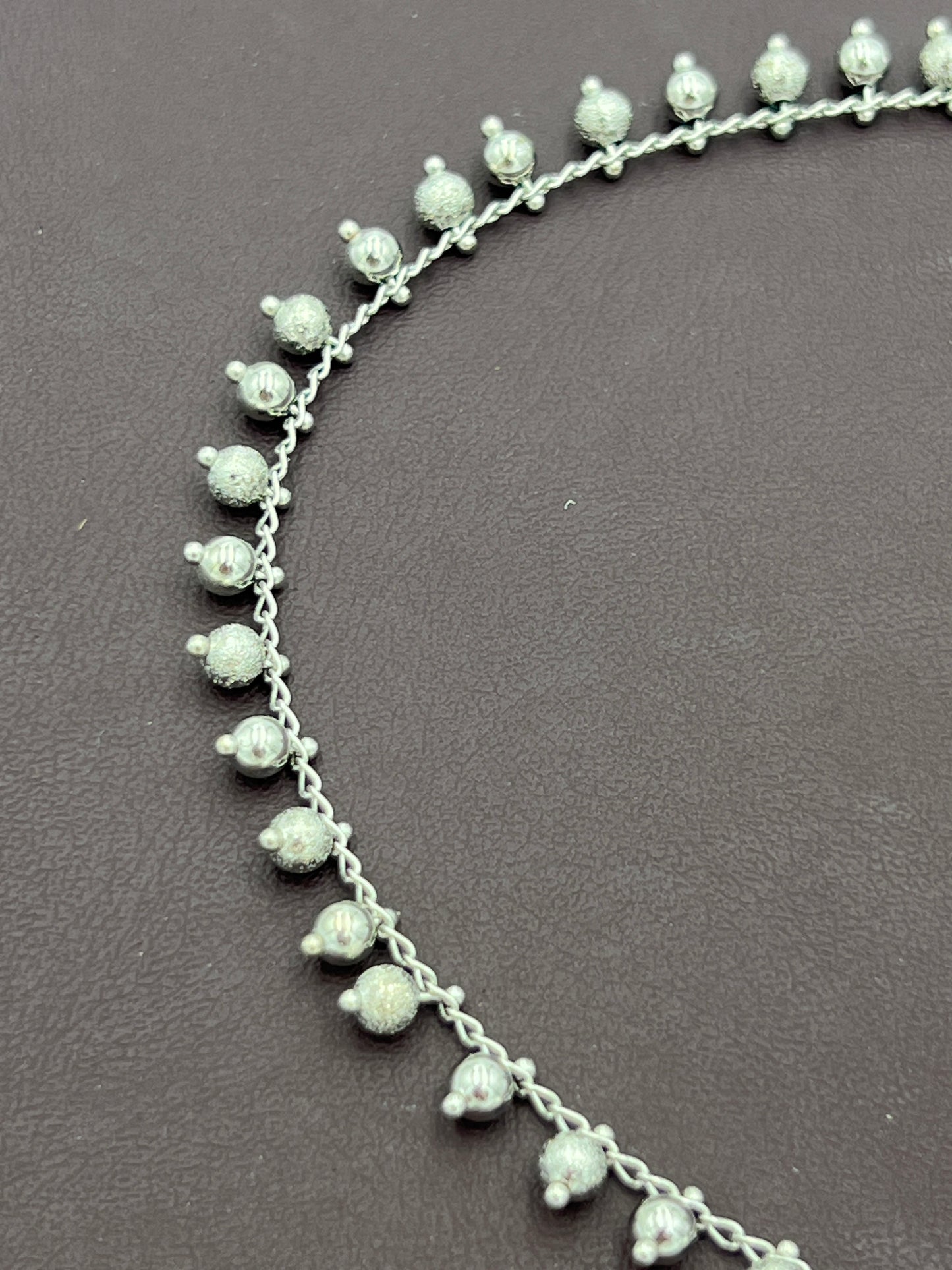 3.5mm Silver Finish Chain With Dangle Droplets Priced Per Foot