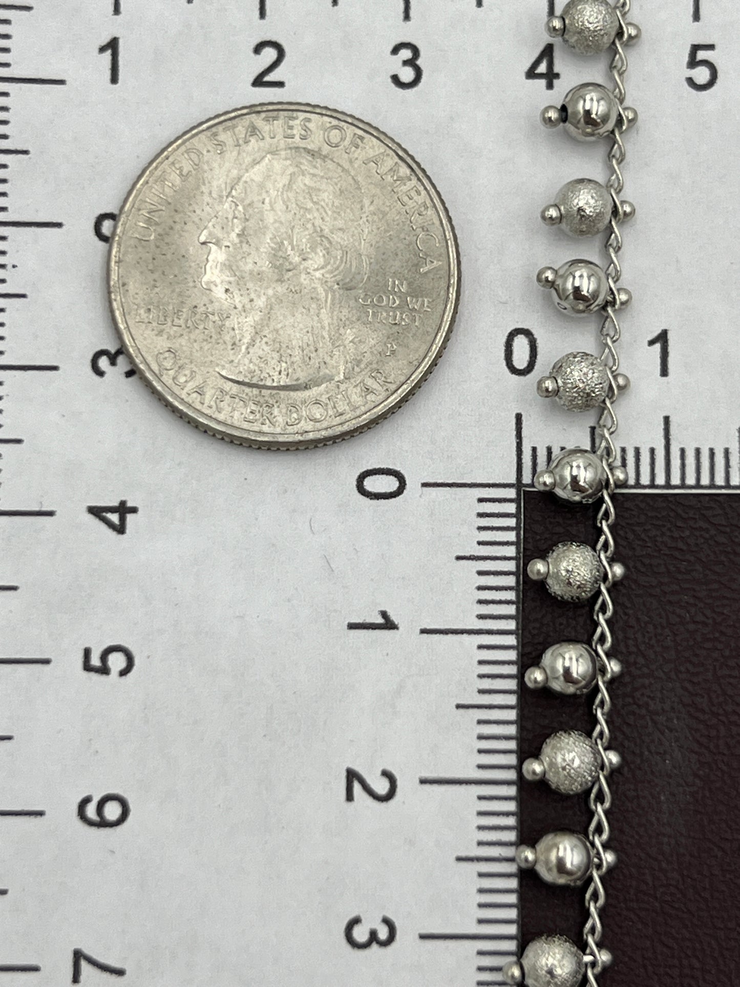 3.5mm Silver Finish Chain With Dangle Droplets Priced Per Foot